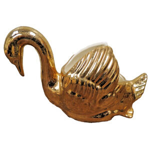 Vintage Swan Planter Hand Painted 22 Kt Gold Pearl China Co Flower Designs